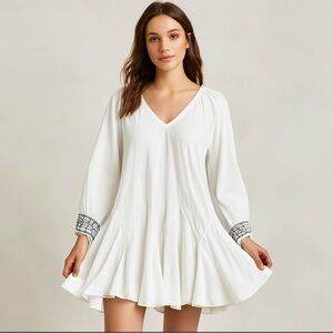 Rhode Women’s Boho Fairy Cottage Core Cotton‎ puff embroidered Sleeve Large